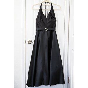 Rampage Y2K Black Tea-length Halter Formal Ponte Dress, size 7